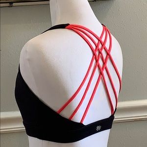 Sports bra Swim top cute pink & black lattice back